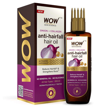 WOW SKIN SCIENCE ONION BLACK SEED HAIR OIL WITH COMB, 200ML