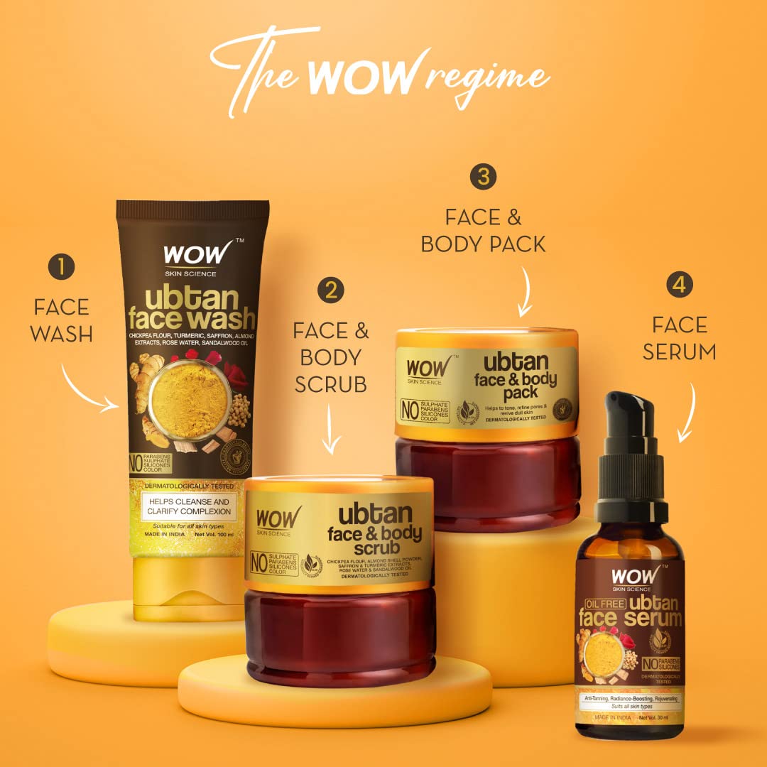 WOW SKIN SCIENCE UBTAN FACE & BODY SCRUB, 200ML