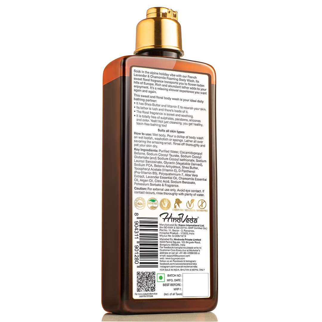 WOW SKIN SCIENCE LAVENDER & CHAMOMILE BODY WASH, 250ML