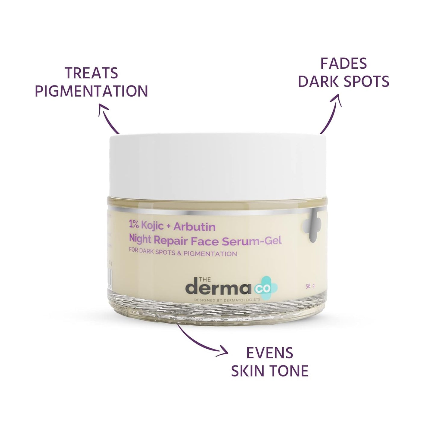The Derma Co. 1% Kojic + Arbutin Night Repair Face Serum Gel, 50 GM