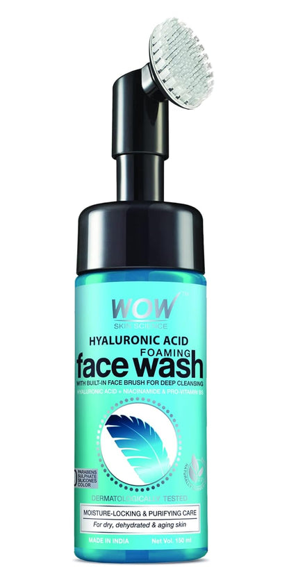WOW SKIN SCIENCE HYALURONIC ACID FOAMING FACE WASH WITH BRUSH, 150ML