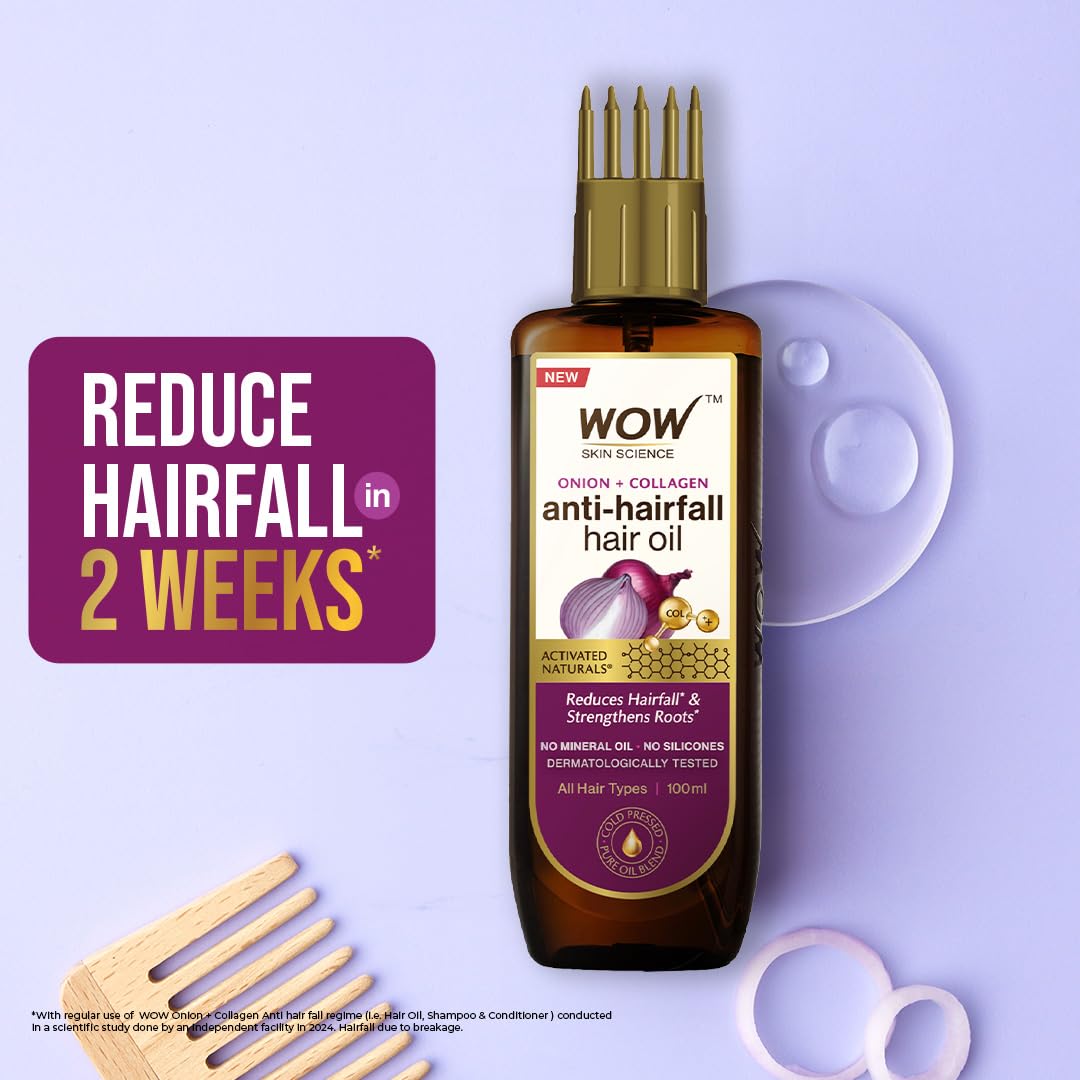 WOW SKIN SCIENCE ONION BLACK SEED HAIR OIL WITH COMB, 100ML