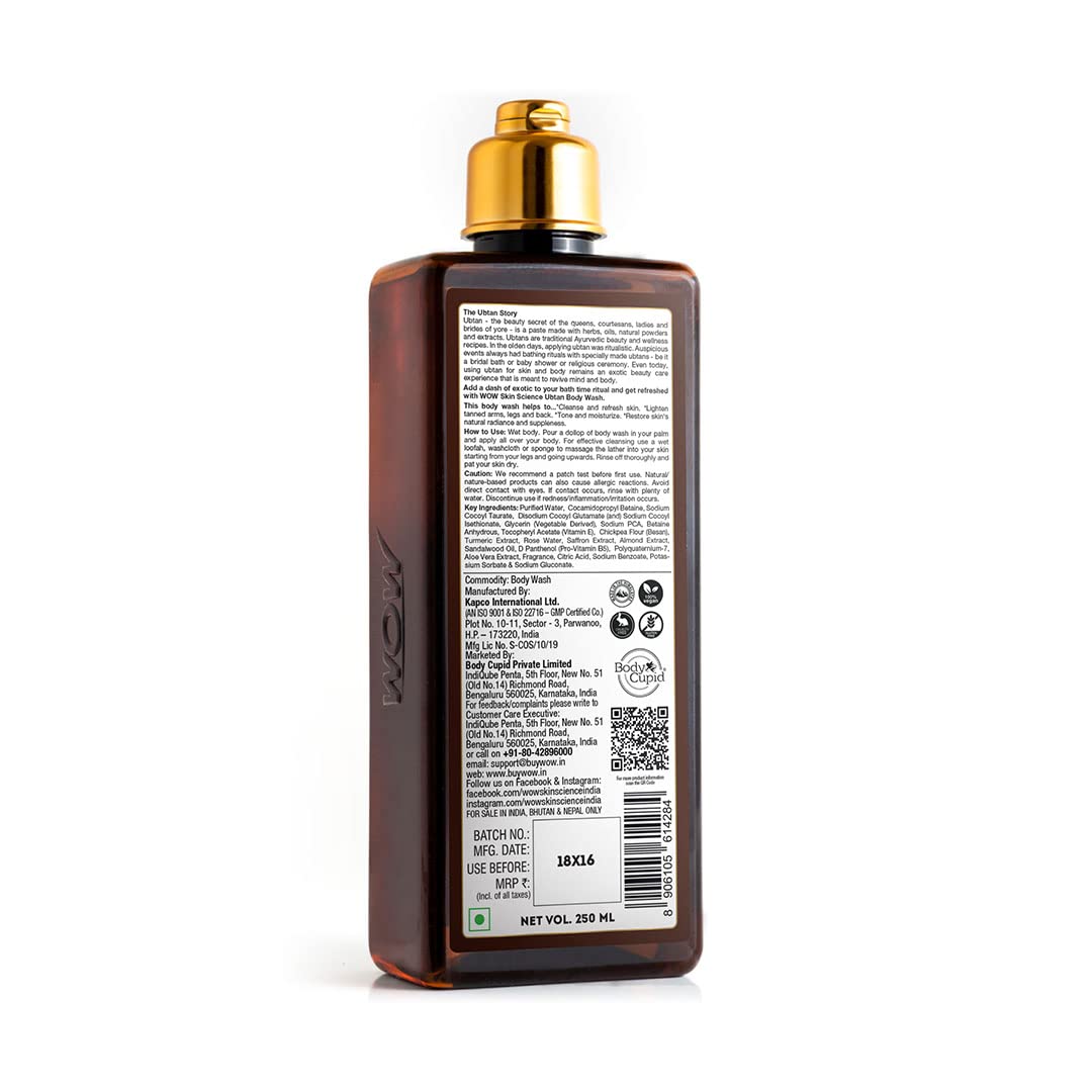 WOW SKIN SCIENCE UBTAN BODY WASH, 250ML