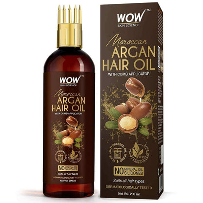 WOW SKIN SCIENCE ARGAN HAIR OIL WITH COMB, 200ML