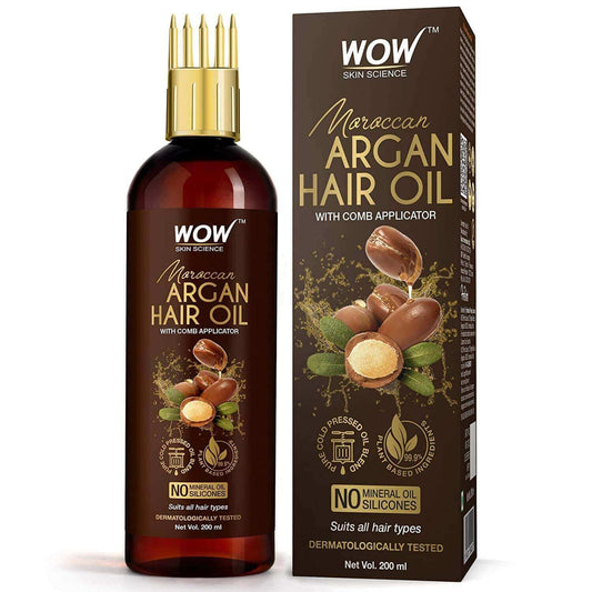 WOW SKIN SCIENCE ARGAN HAIR OIL WITH COMB, 200ML