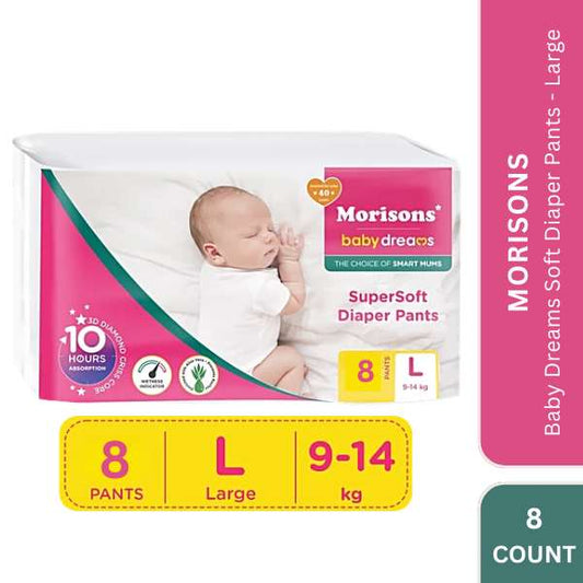 Morisons Baby Dreams Soft Diaper Pants - Large, (8 Pieces)