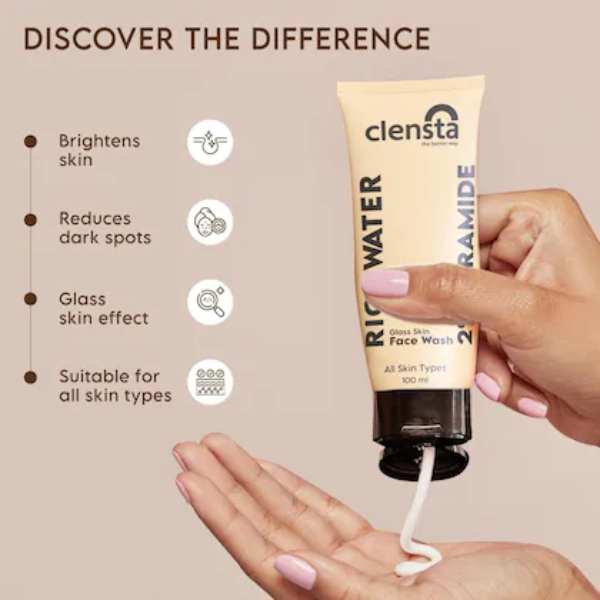 Clensta Rice Water Glass Skin Face Wash, 100 ML