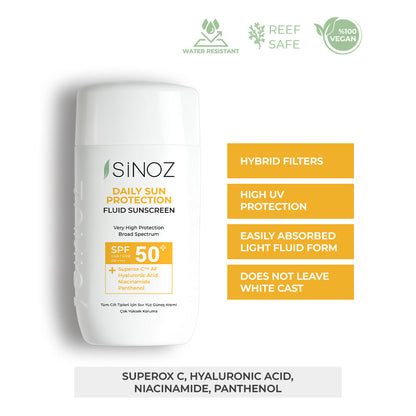 Sinoz Daily Sunprotect Fluid Sunscreen SPF 50+, 50ML