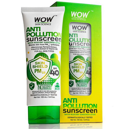 WOW SKIN SCIENCE ANTI POLLUTION SPF40 SUNSCREEN LOTION, 100ML