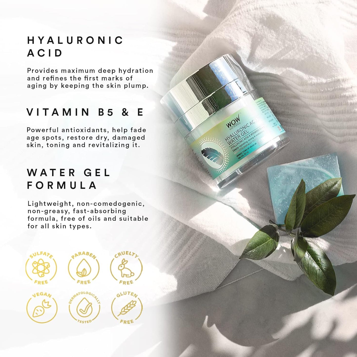 WOW SKIN SCIENCE HYALURONIC ACID WATER GEL, 50ML