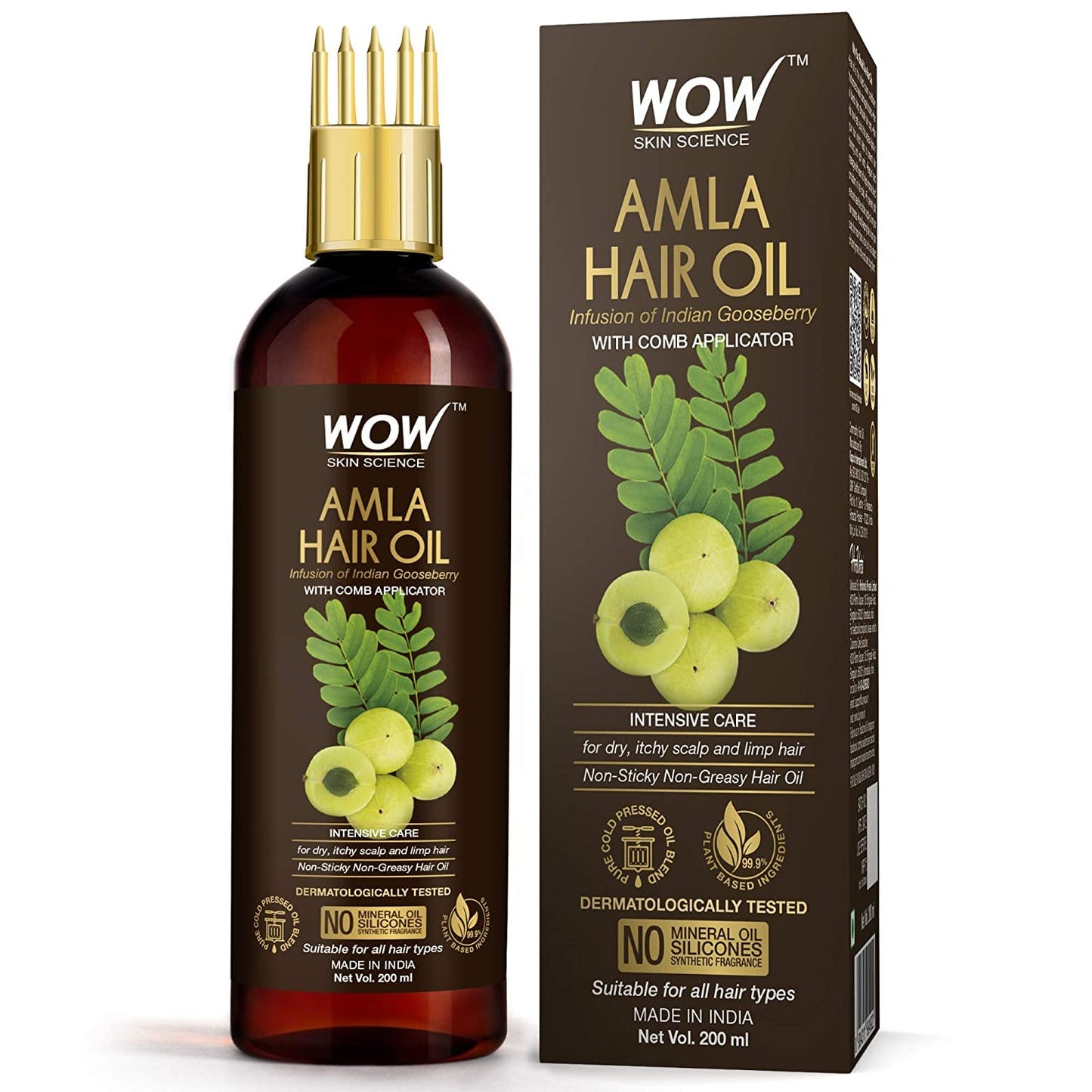 WOW SKIN SCIENCE AMLA HAIR OIL WITH COMB, 200ML