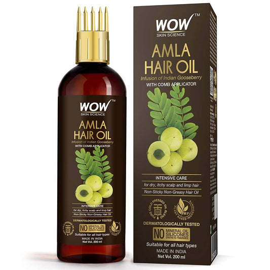 WOW SKIN SCIENCE AMLA HAIR OIL WITH COMB, 200ML