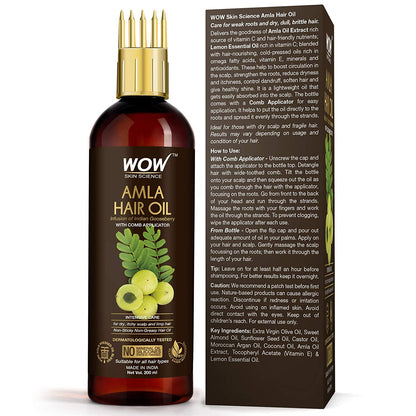 WOW SKIN SCIENCE AMLA HAIR OIL WITH COMB, 200ML