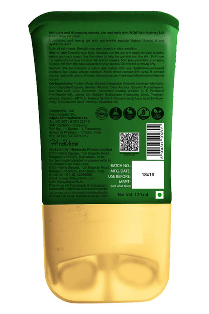 WOW SKIN SCIENCE Lift & Firm ALOE VERA GEL, 120ML