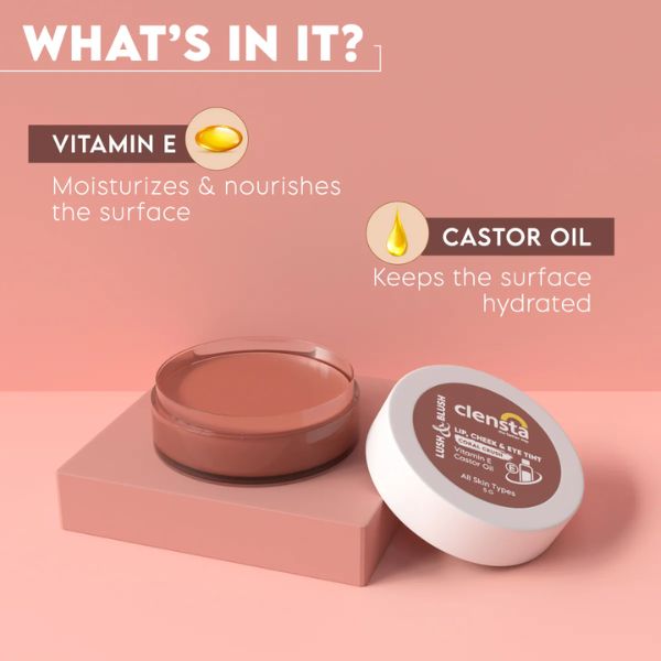 Clensta Lush & Blush Lip, Cheek & Eye Tint 06 Coral Crush, 5 GM