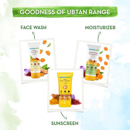 Mamaearth Ubtan Detan Sunscreen With Turmeric & Saffron SPF 50, 50 GM