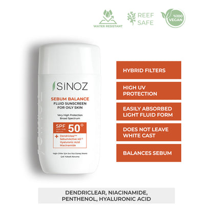 Sinoz Sebum Balance Fluid Sunscreen SPF 50+, 50ML