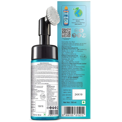 WOW SKIN SCIENCE HYALURONIC ACID FOAMING FACE WASH WITH BRUSH, 150ML