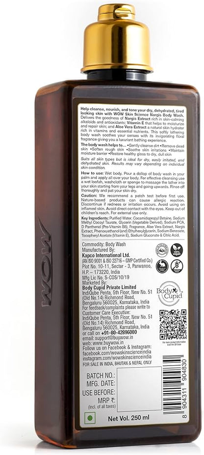 WOW SKIN SCIENCE NARGIS BODY WASH, 250ML