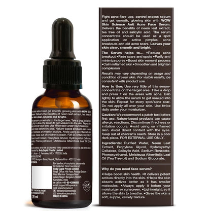 WOW SKIN SCIENCE ANTI ACNE FACE SERUM, 30ML