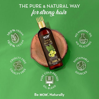 WOW SKIN SCIENCE AMLA HAIR OIL WITH COMB, 100ML