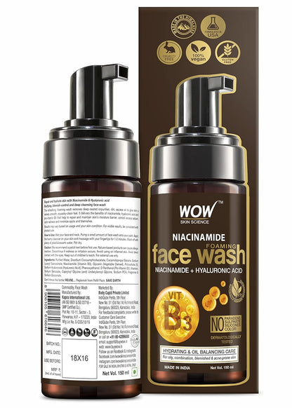 WOW SKIN SCIENCE NIACINAMIDE FOAMING FACE WASH, 150ML