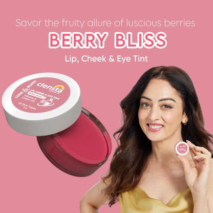 Clensta Lush & Blush Lip, Cheek & Eye Tint 01 Berry Bliss, 5 GM