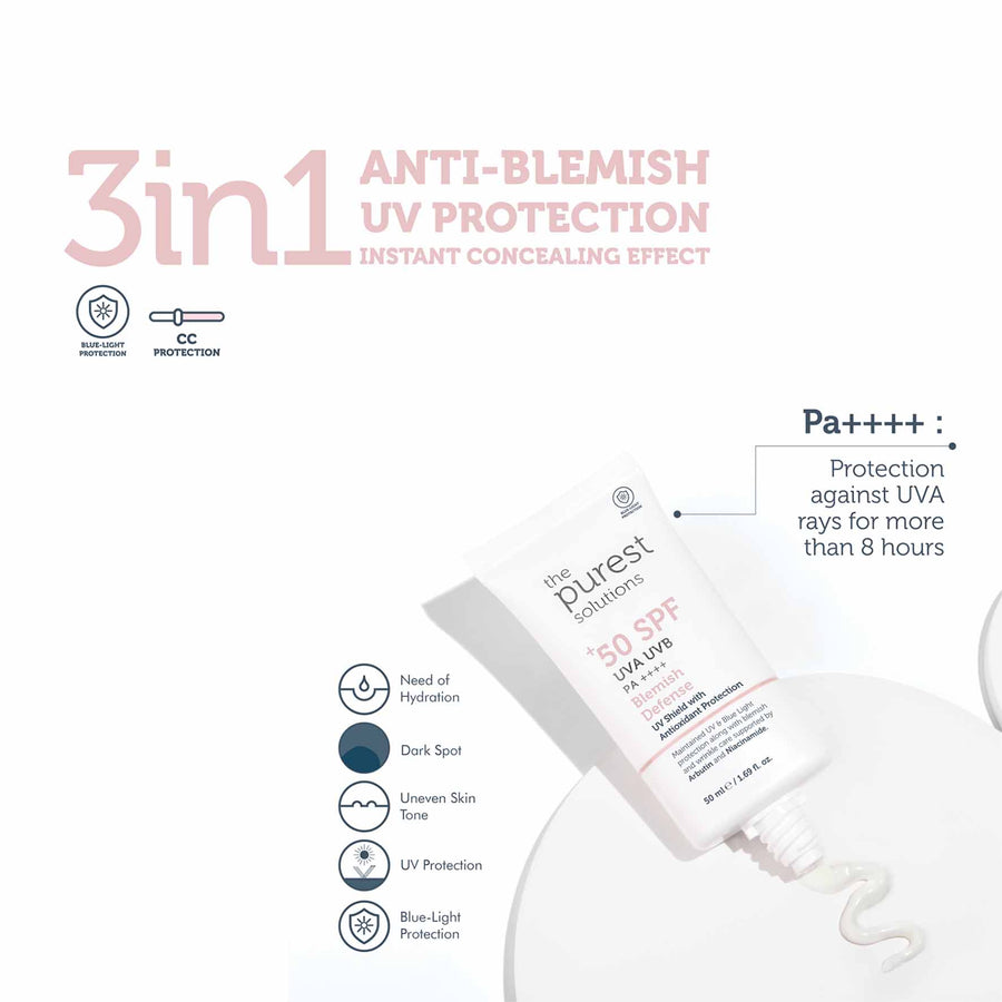 The Purest Solutions Blemish Defense UVA/UVB Antioxidant Protection For Blemish Prone Skin 50+ SPF, 50ML