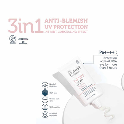 The Purest Solutions Blemish Defense UVA/UVB Antioxidant Protection For Blemish Prone Skin 50+ SPF, 50ML