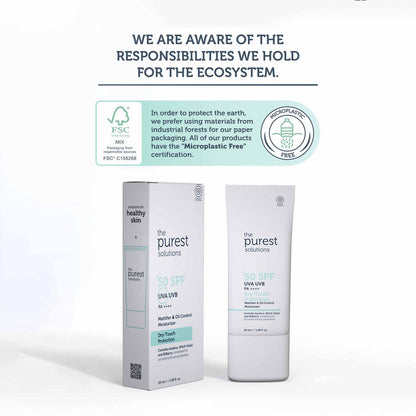 The Purest Solutions Dry Touch Protection Mattifier & Oil Control Moisturizer for Oily Skin 50+ SPF, 50ML