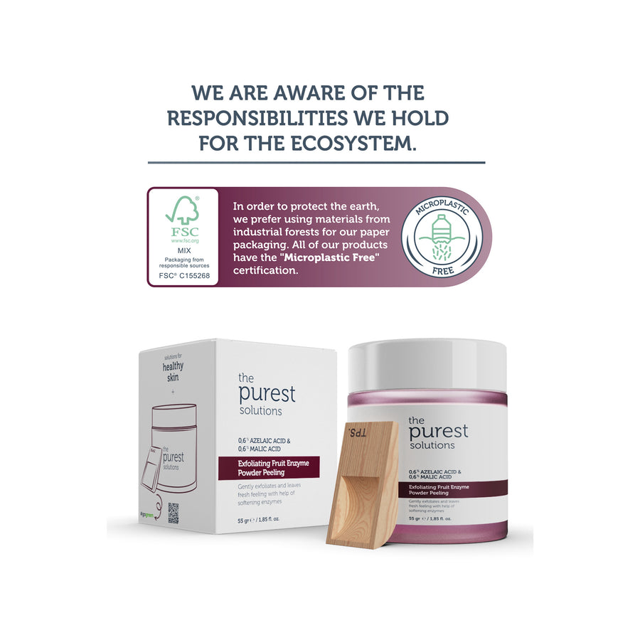 The Purest Solutions Exfoliating Fruit Enzyme Powder Peeling 0.6% Azelaic Acid & 0.2% Malic Acid, 55GM