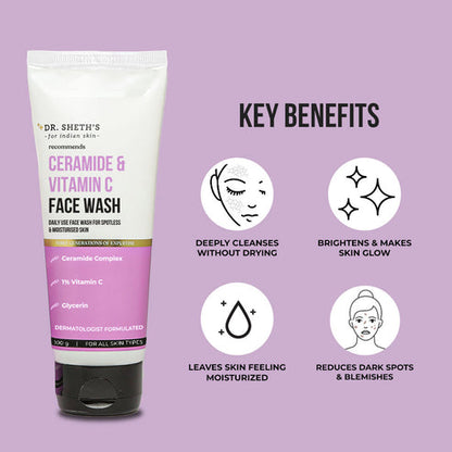 Dr. Sheth’s Ceramide & Vitamin C Face Wash, 100 GM
