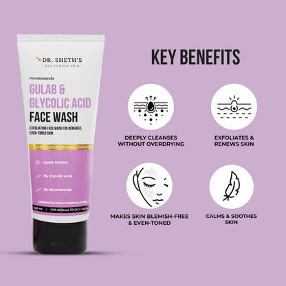 Dr. Sheth’s Gulab & Glycolic Acid Face Wash, 100 GM