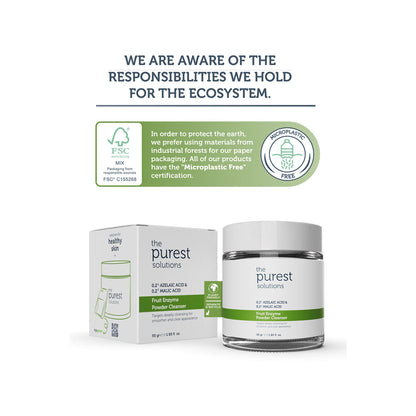 The Purest Solutions Exfoliating Fruit Enzyme Powder Cleanser 0.2% Azelaic Acid & 0.2% Malic Acid, 55GM