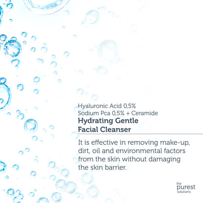 The Purest Solutions Hydrating Gentle Facial Cleanser 0.5% Hyaluronic Acid 0.5% Sodium PCA Ceramide, 200ml