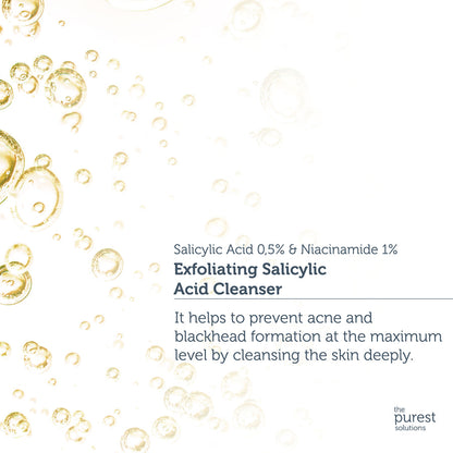 The Purest Solutions Exfoliating Salicylic Acid Cleanser 0.5% Salicylic Acid 1% Niacinamide, 200ml