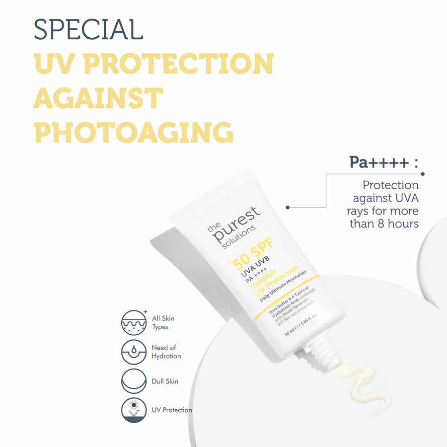 The Purest Solutions Invisible UV Protection Daily Intensive Moisturizer 50+ SPF, 50ML
