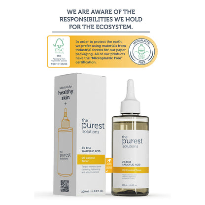 The Purest Solutions Oil Control Toner 2% BHA Salicylic Acid, 200ML