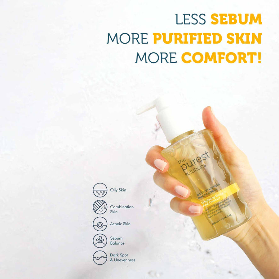 The Purest Solutions Exfoliating Salicylic Acid Cleanser 0.5% Salicylic Acid 1% Niacinamide, 200ml