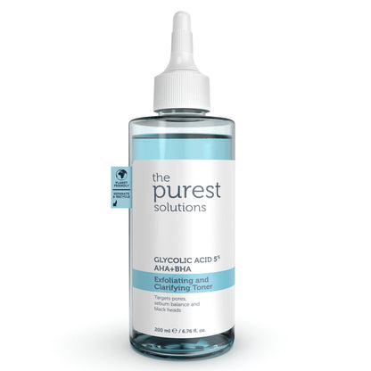 The Purest Solutions 5% Glycolic Acid Purifying Toner AHA + BHA Exfoliating and Clarifying Toner, 200ML