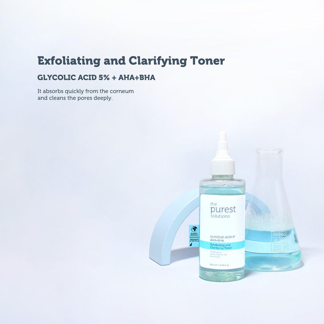 The Purest Solutions 5% Glycolic Acid Purifying Toner AHA + BHA Exfoliating and Clarifying Toner, 200ML