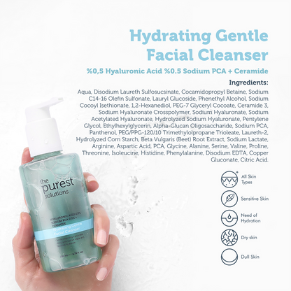 The Purest Solutions Hydrating Gentle Facial Cleanser 0.5% Hyaluronic Acid 0.5% Sodium PCA Ceramide, 200ml