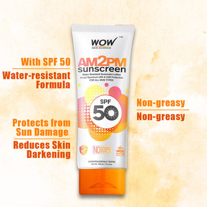 WOW SKIN SCIENCE AM2PM SPF50 SUNSCREEN LOTION, 100ML