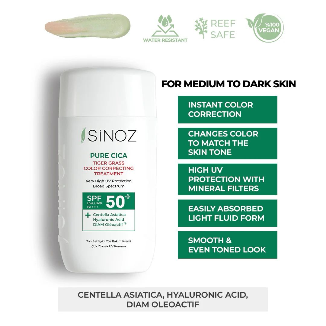 Sinoz Pure Cica Color Correcting Fluid Sunscreen SPF 50+, 50ML