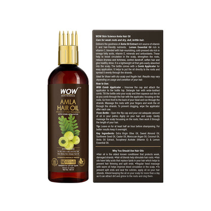 WOW SKIN SCIENCE AMLA HAIR OIL WITH COMB, 100ML