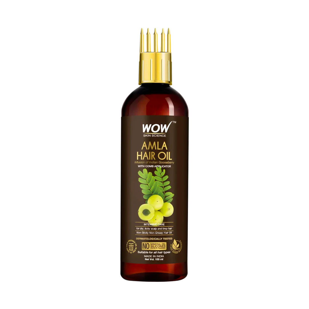 WOW SKIN SCIENCE AMLA HAIR OIL WITH COMB, 100ML