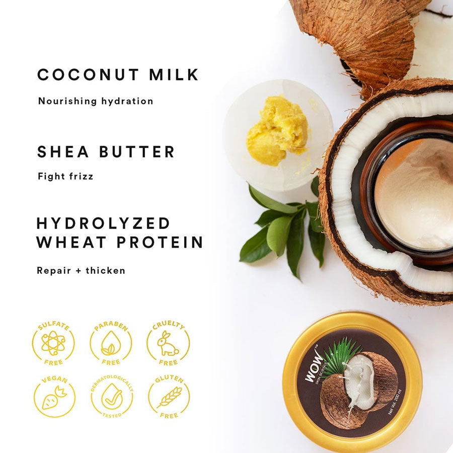 WOW SKIN SCIENCE COCONUT MILK HAIR MASK, 200ML
