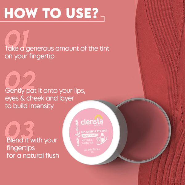 Clensta Lush & Blush Lip, Cheek & Eye Tint 02 Candy Cane, 5 GM (Copy)