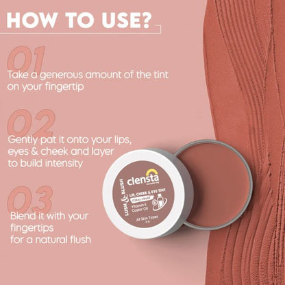 Clensta Lush & Blush Lip, Cheek & Eye Tint 06 Coral Crush, 5 GM