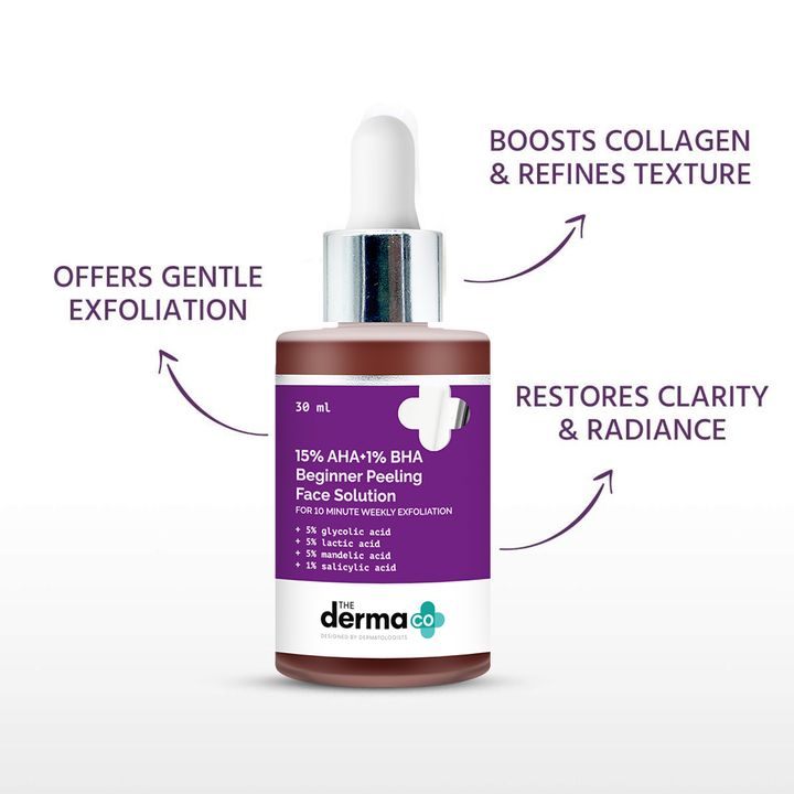 The Derma Co. 15% AHA+1% BHA Beginner Face Peeling Solution, 30 ML